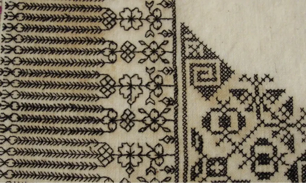 Bordado blackwork antiguo
