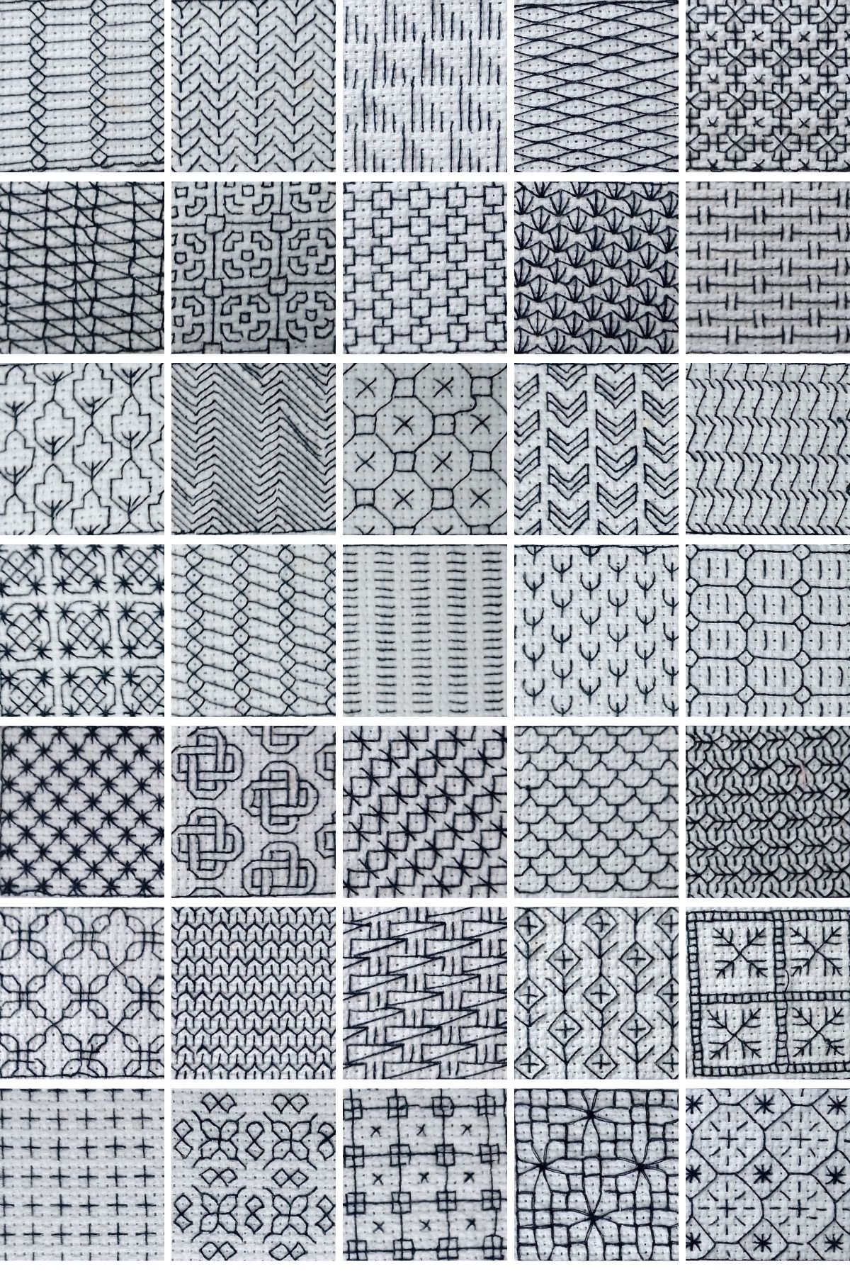 35 muestras de bordado blackwork
