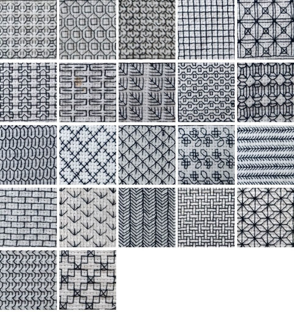 22 muestras de bordado blackwork