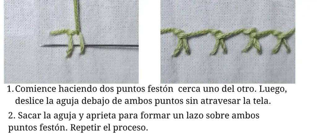 Punto festón anudado alemán