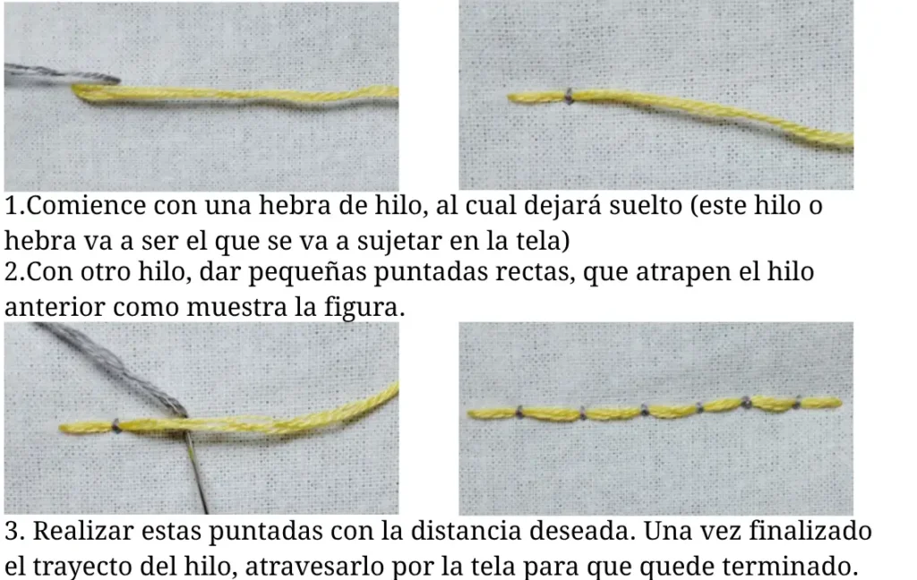 Punto couching (Surfing Couching Stitch)