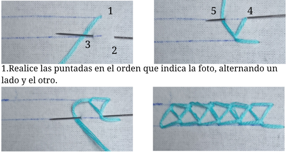 Punto Pluma Cerrada (Closed Feather Stitch)