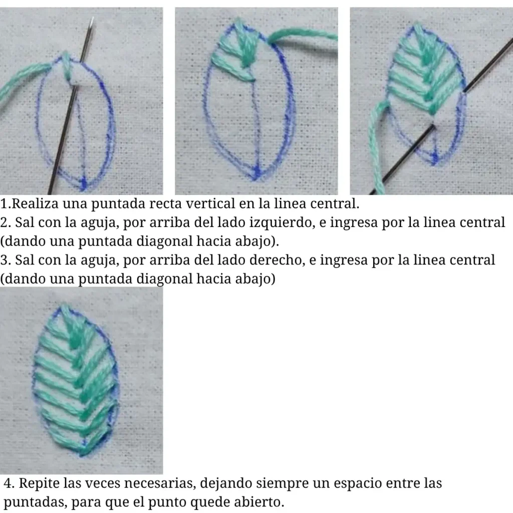 Punto Espina de Pescado Abierto(Open Fishbone Stitch)