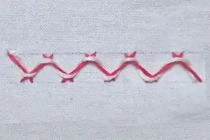 Punto Escapulario Enlazado (Laced Herringbone Stitch)