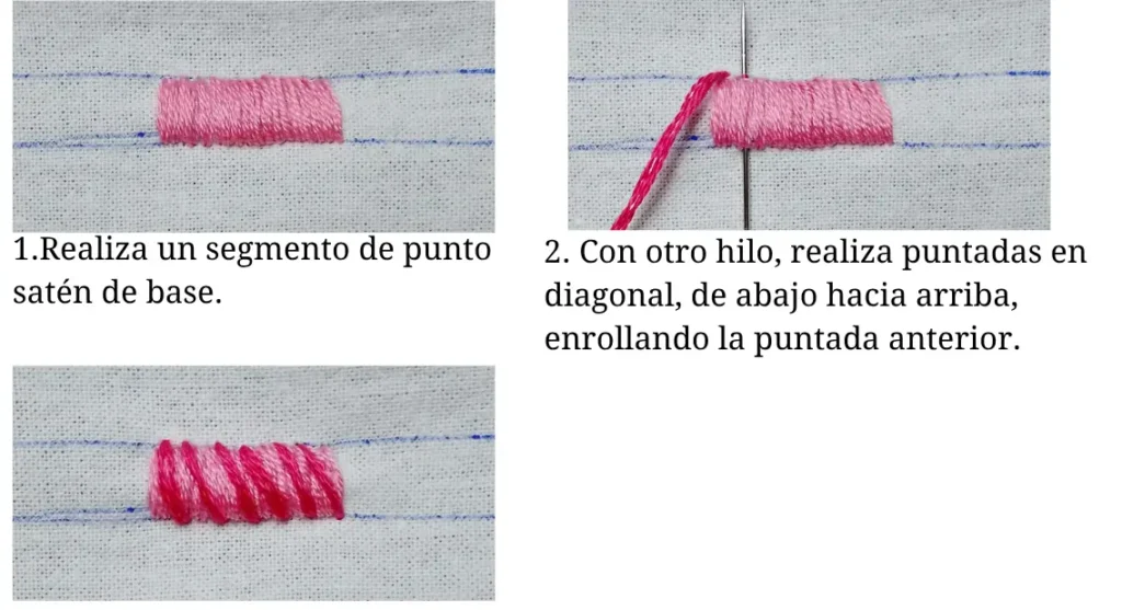 Punto satén enrollado (Whipped Satin Stitch)
