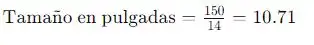 calculo de tamaño en pulgadas