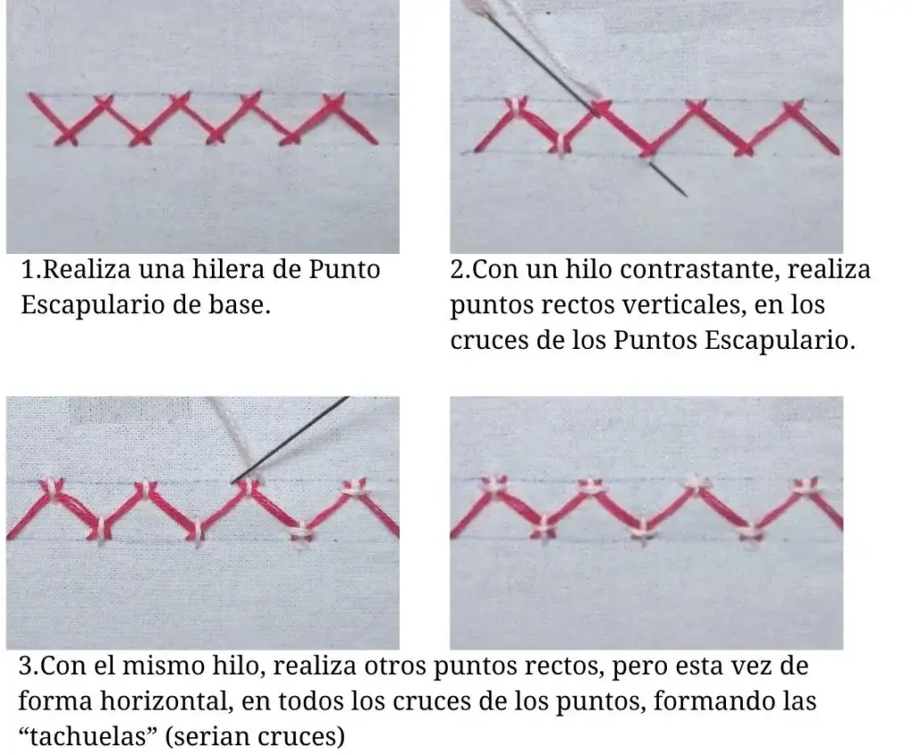 Punto de Escapulario con tachuelas