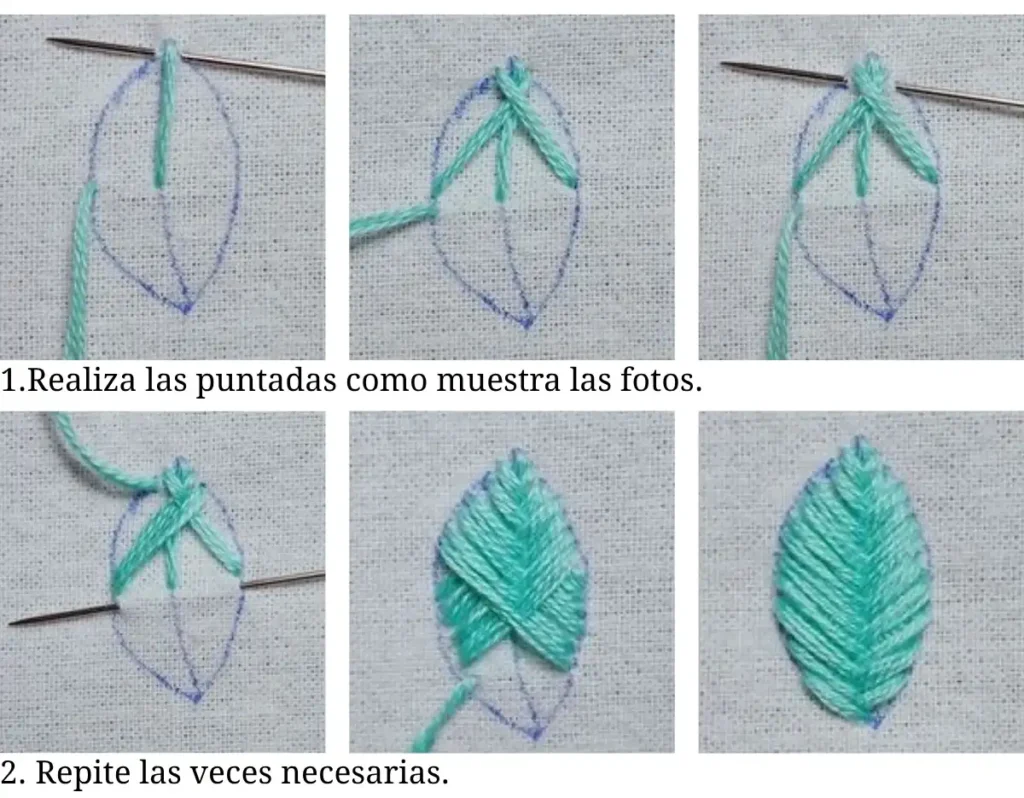 Punto Espina de Pescado Elevado(Raised Fishbone Stitch)