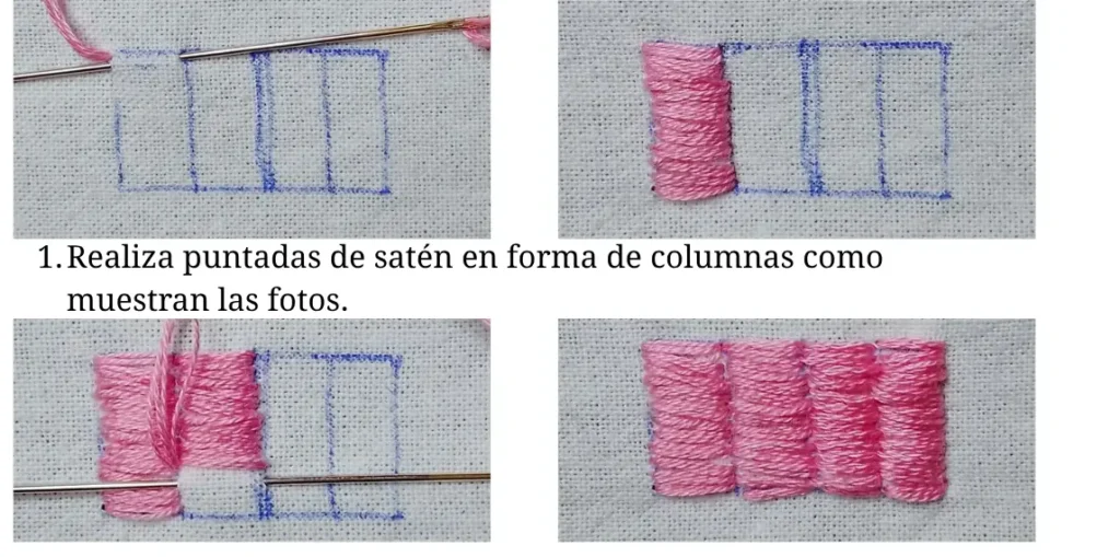 Punto Satén Encimado (Encroaching Satin Stitch)