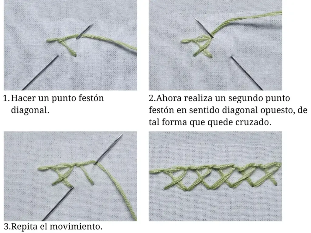 Punto festón cruzado