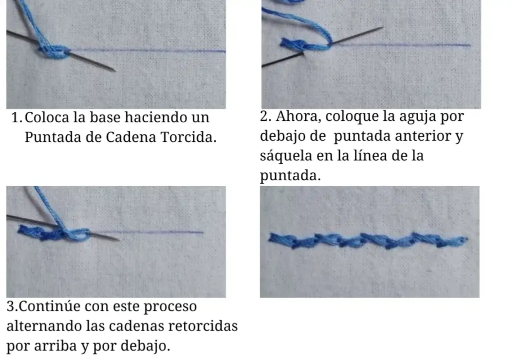 Puntada de Cadena Torcida Alterna