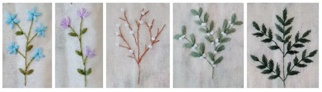 bordados florales con pocas hebras