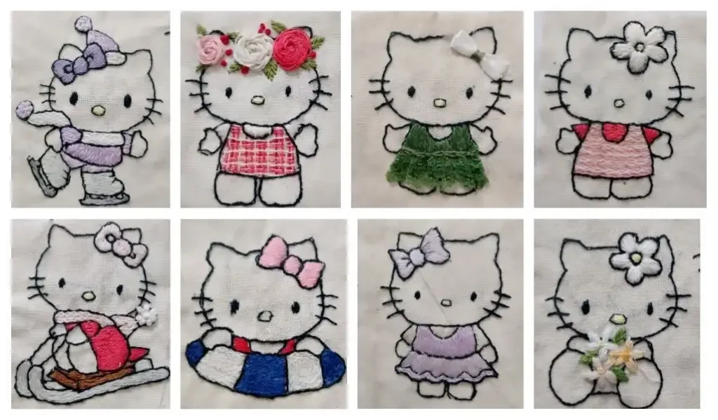 bordado de hello Kitty