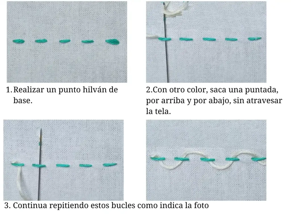 Punto hilván entrelazado
