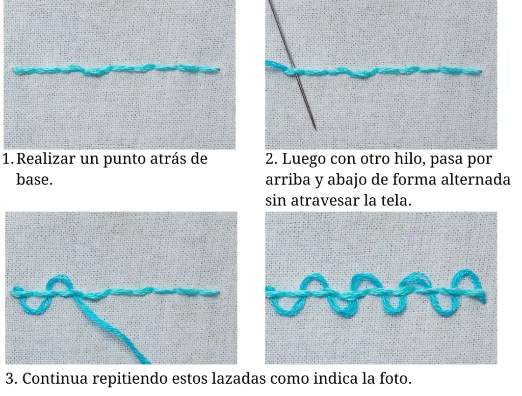 Punto Atrás Entrelazado Simple( Laced Back Stitch)